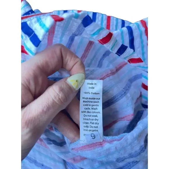 Addison Bay Naples Dress Americana Stripe Seersucker Shirt Coverup - Size XL - Picture 13 of 14